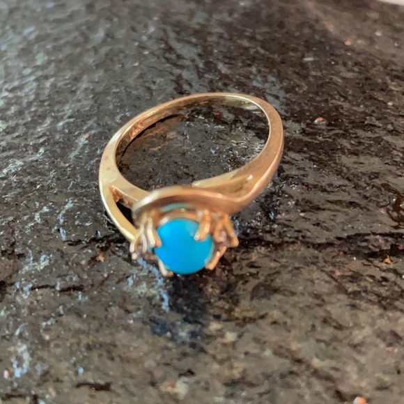 Vintage 14K Gold Native American Turquoise Ring - Picture 11 of 13